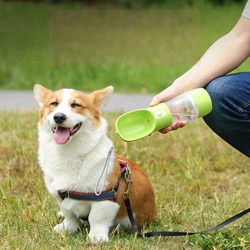 Portable Dog Water Bottle for Walking, Leak Proof Puppy Water Bottle with Food Container, Lightweight Pet Water Bottle for Hiking, Easy to Carry, BPA Free (Blue)